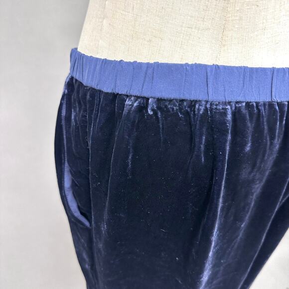 Eileen Fisher navy silk/rayon velvet wide leg crop pull on pant size small - Picture 10 of 14